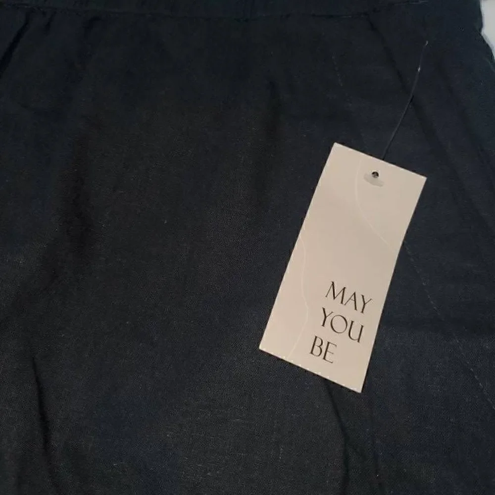 NWT May You Be Black Linen Casual Shorts XXL